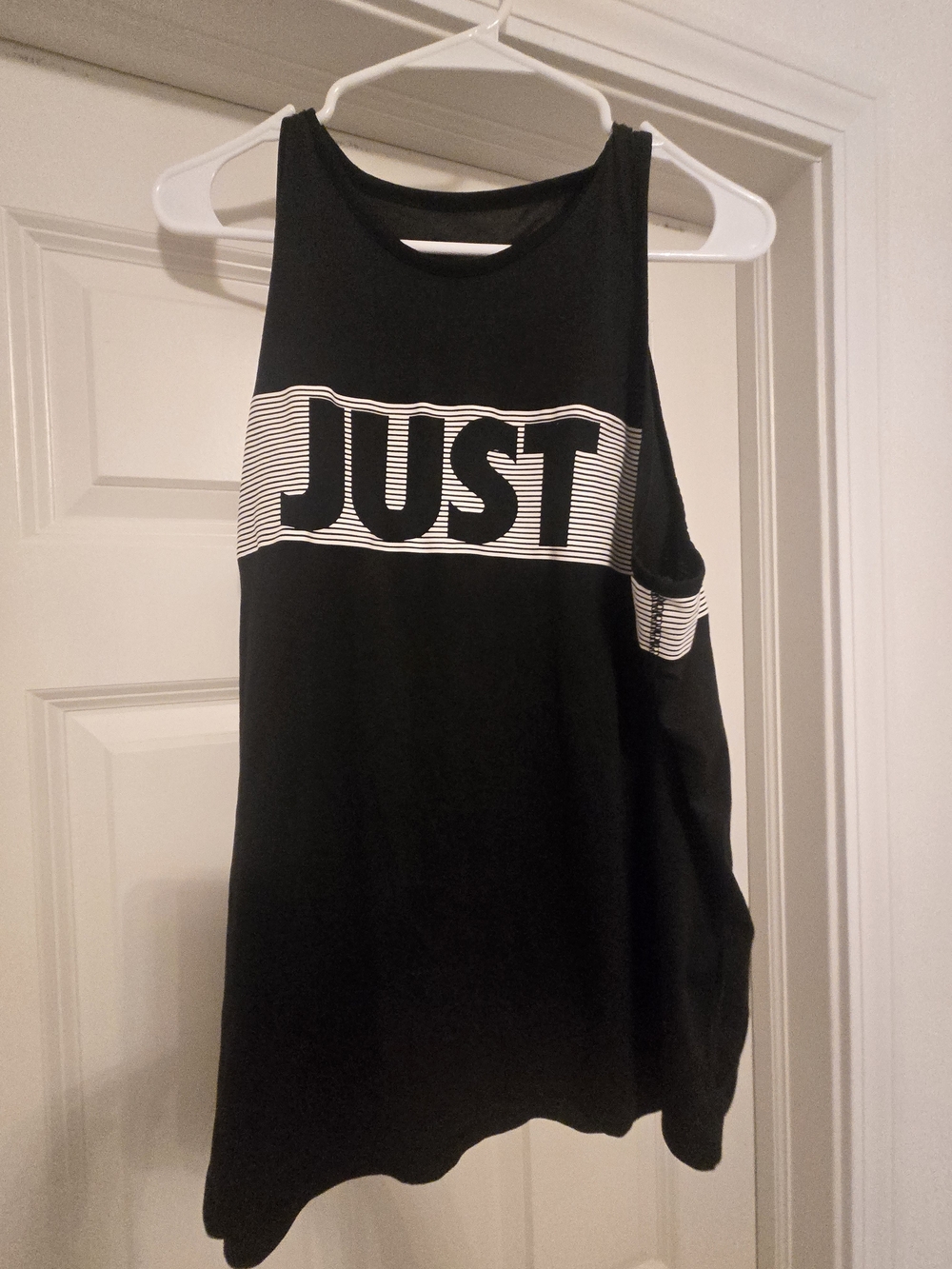 Black Tank Top with "JUST" Graphic